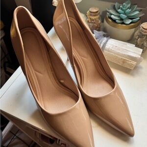 Elegant Nude Patent Leather Pumps